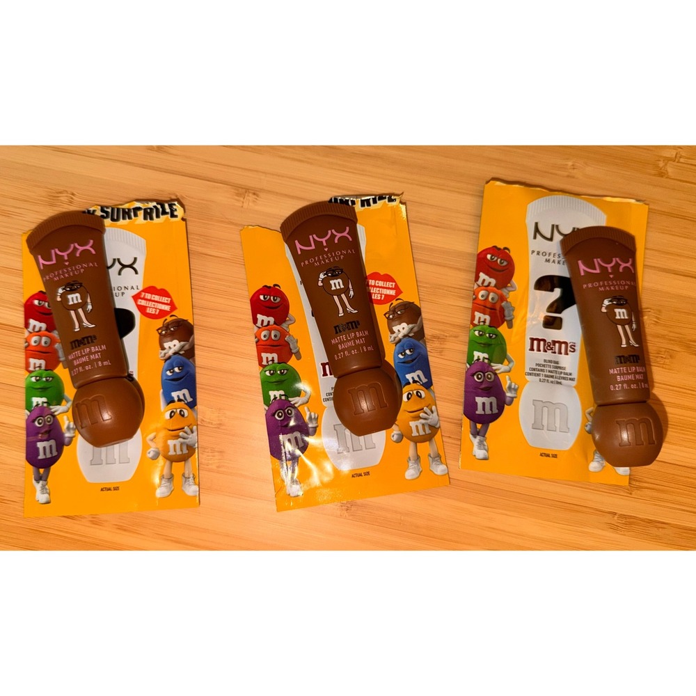 NYX x M&M's Matte Lip Balm Set of 3 Brown balms, Full Size, NWT MSRP $25 each
